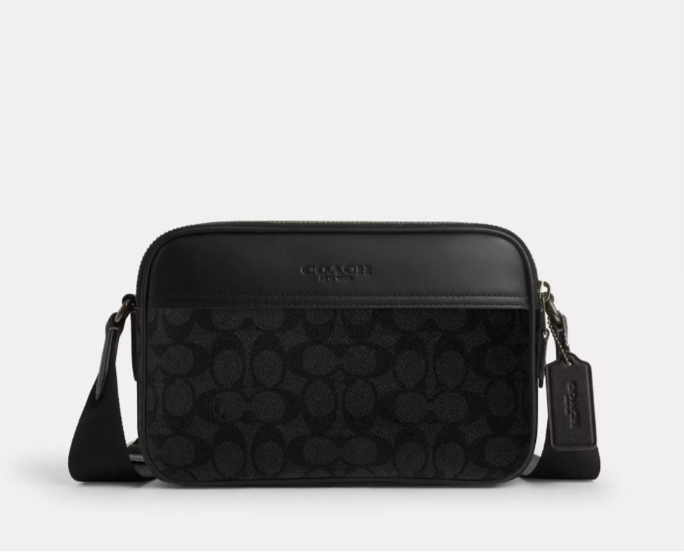 NWT Coach Men’s Graham Crossbody Bag In Signature Canvas & Leather