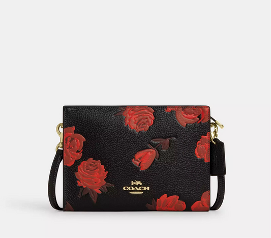 NWT Coach Slim Crossbody Leather Bag With Floral Print