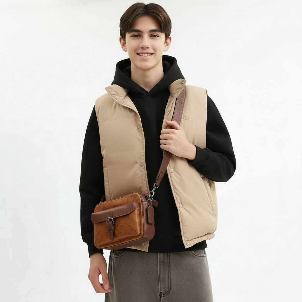 NWT Coach Warner Crossbody Bag In Signature Suede & Leather