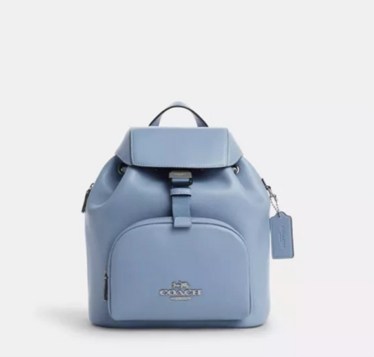 Coach Leather Pace Backpack-Medium Bag In Light Blue