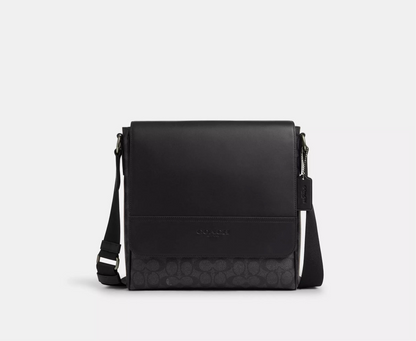 NWT Coach Houston Map Bag In Signature Canvas & Leather