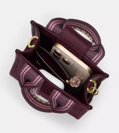 NWT Coach Smith Mini Leather Tote In Dark Wine