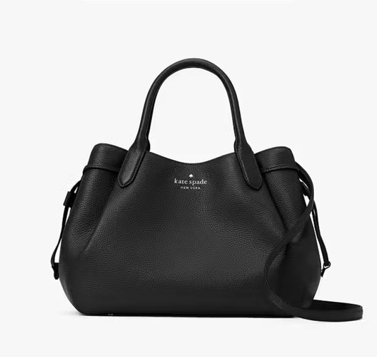 NWT Kate Spade Large Leather Dumpling Satchel In Black