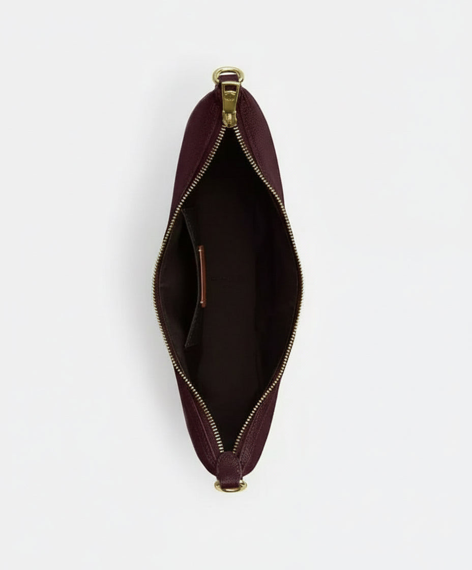 Coach Aria Shoulder/Crossbody Leather Bag In Dark Wine