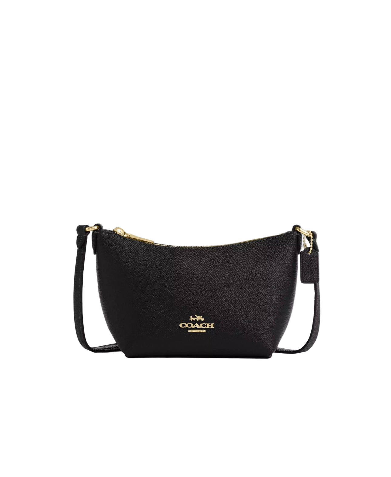 NWT Coach Small Zip Top Crossbody Leather Bag In Black