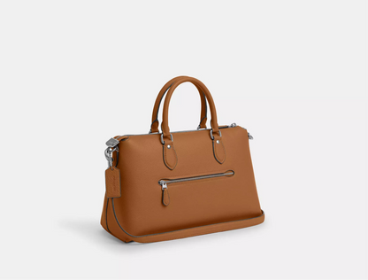 NWT Coach Leather Georgia Sachel Convertible Bag In Silver/Light Saddle