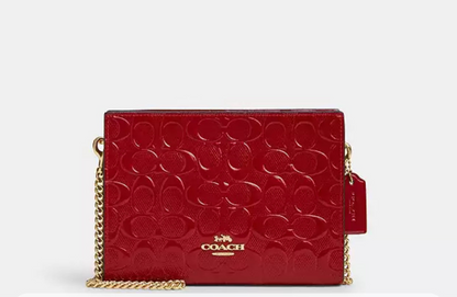 Coach Slim Crossbody Bag Signature Patent Leather RED