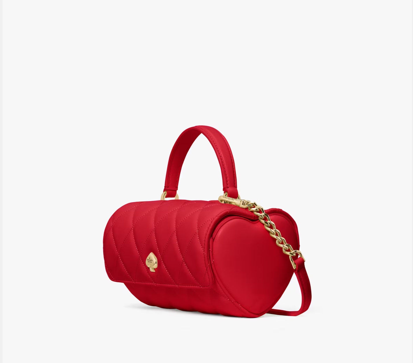 NWT Kate Spade Heart Barrel Quilted Leather Crossbody Bag In Red