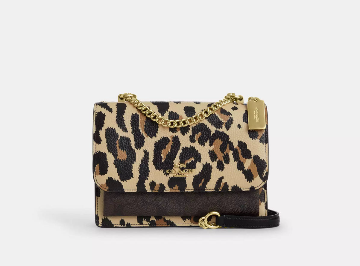 NWT Coach Klare Crossbody Leather Bag With Leopard Print & Signature Canvas