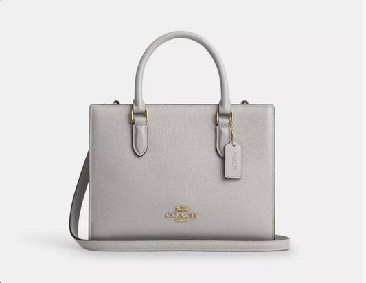 NWT Coach Maggie Small Tote Convertible Leather Bag In Dove Grey