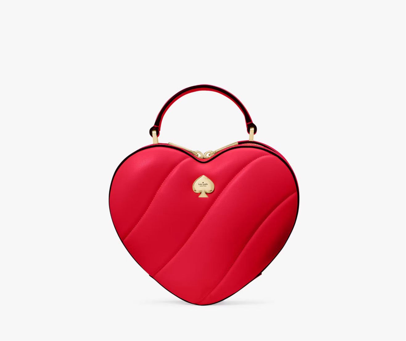 NWT Kate Spade Love Shack Quilted 3D Heart Leather Crossbody In Red