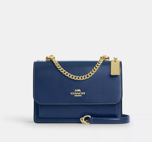 NWT Coach Klare Crossbody Leather Bag In Gold/Deep Blue