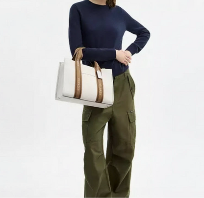 NWT Coach Smith Tote Leather Bag In Gold/Chalk