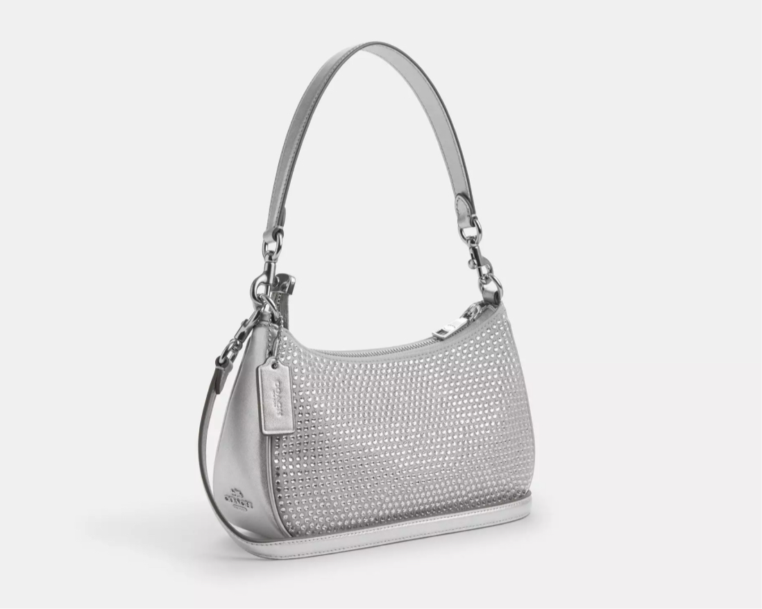 Coach Teri Shoulder Bag With Crystal In Silver