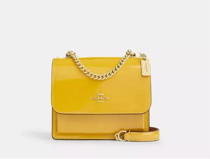 Coach Mini Klare Crossbody Bag In Patent & Smooth Leather Gold/Gold