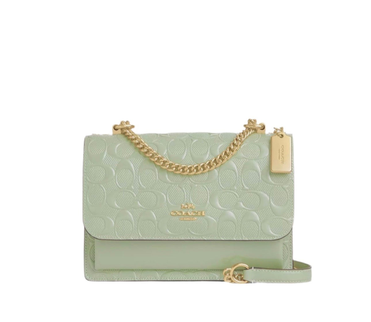 NWT Coach Klare Crossbody Bag In Signature Leather In Gold/Pale Green