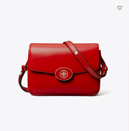 NWT Tory Burch Robinson Spazzolato Convertible Leather Shoulder Bag In Red With Dust Bag