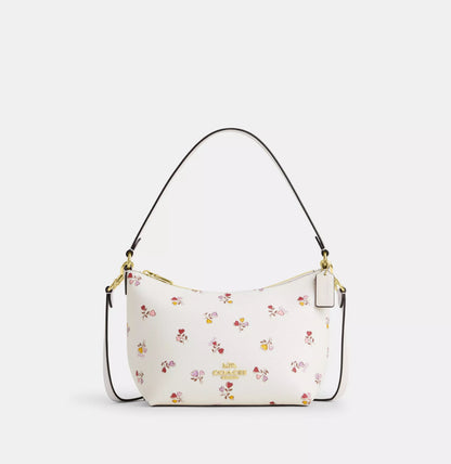 Coach Zip Top Shoulder Bag With Heart Print