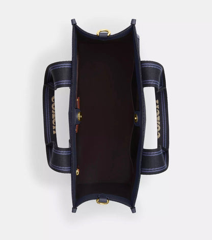 NWT Coach Smith Tote Bag In Gold/Dark Denim Gold Multi