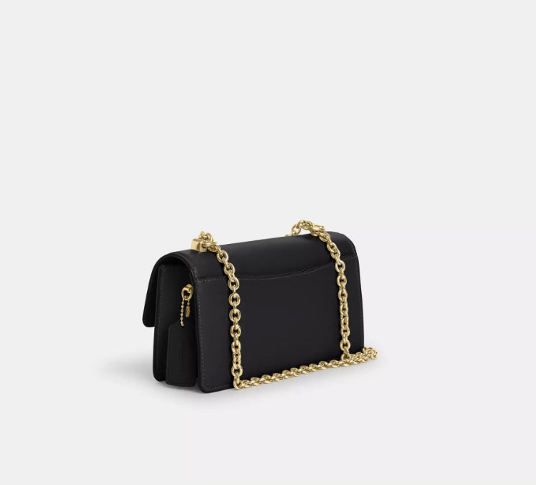 Coach Eliza Flap Crossbody Leather Bag In Gold/Black