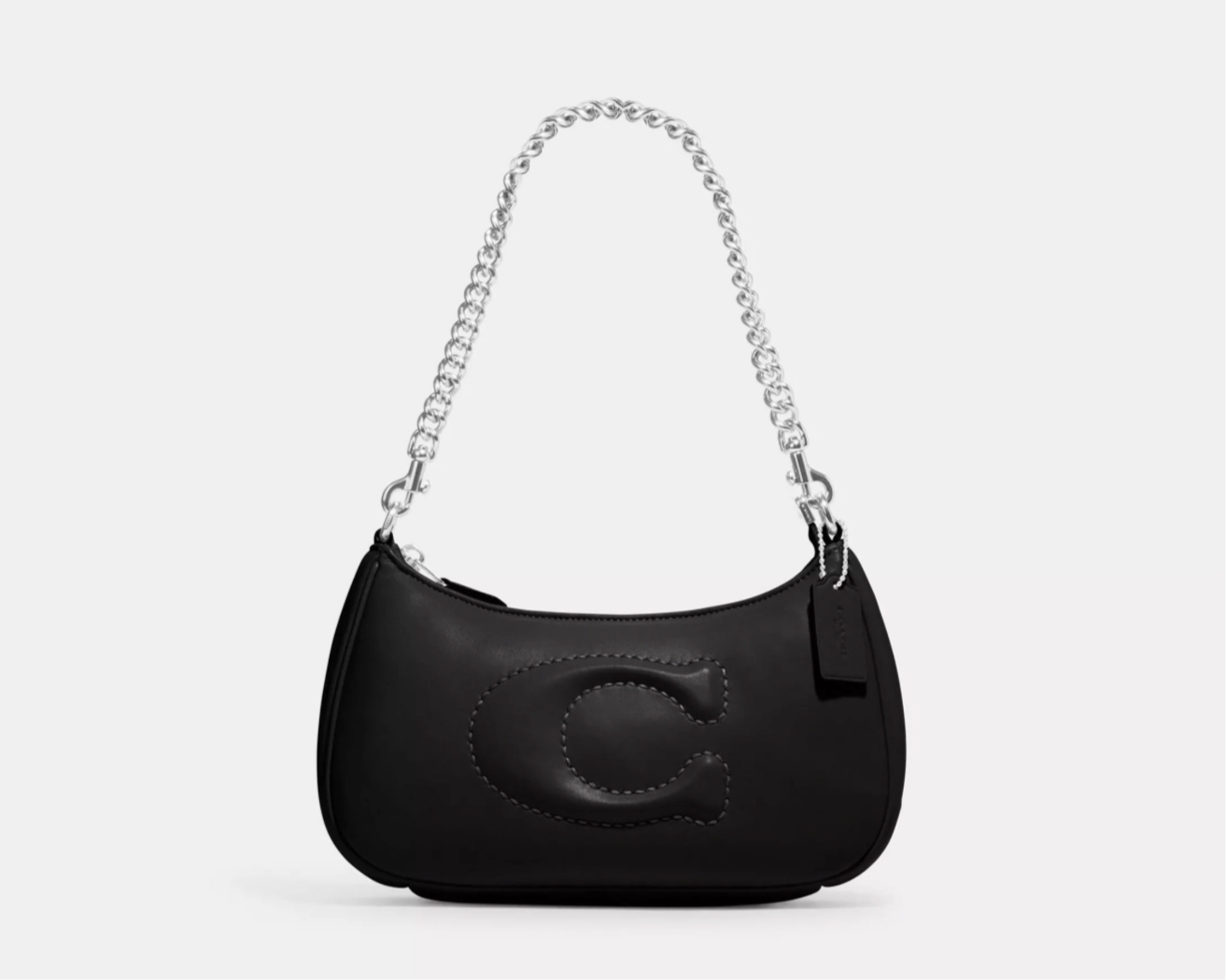 NWT Coach Black Teri Shoulder Bag With Signature Quilting In Smooth Leather