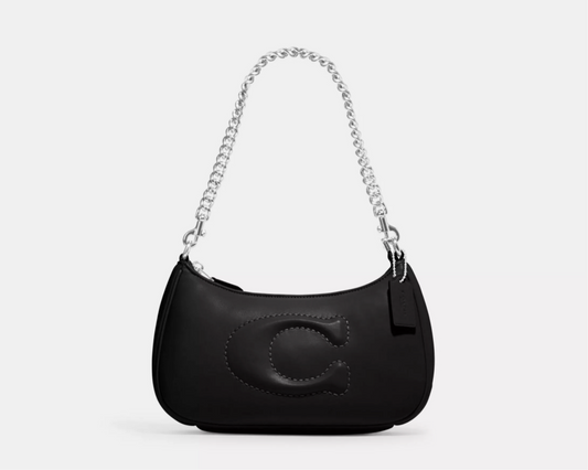 NWT Coach Black Teri Shoulder Bag With Signature Quilting In Smooth Leather