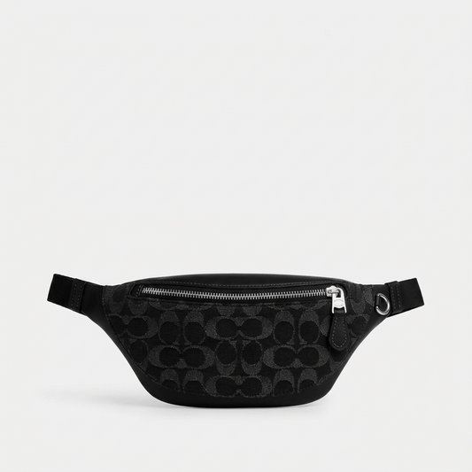 NWT Coach Warren Mini Belt Bag Fanny Pack In Signature Denim & Smooth Leather
