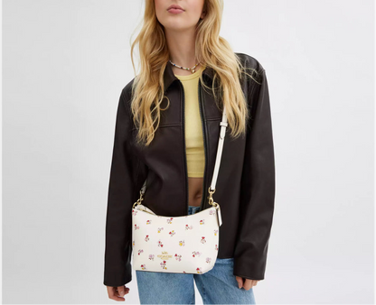 Coach Zip Top Shoulder Bag With Heart Print