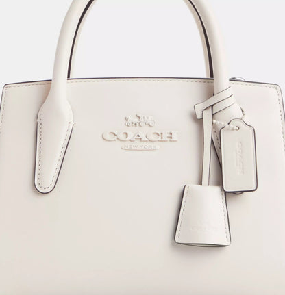 Coach Andrea Carryall Medium In Leather Silver/Chalk