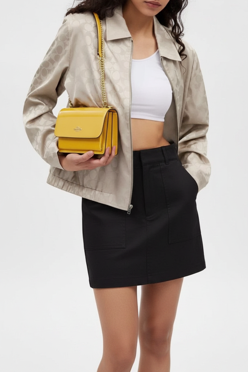 NWT Coach Mini Klare Crossbody Bag In Patent & Smooth Leather Gold/Gold