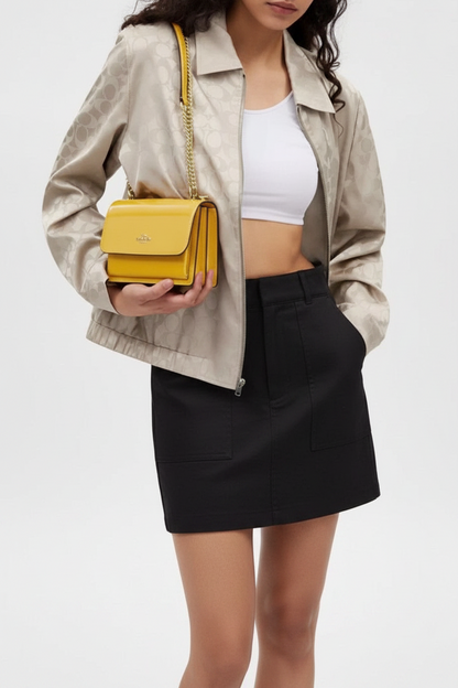 NWT Coach Mini Klare Crossbody Bag In Patent & Smooth Leather Gold/Gold