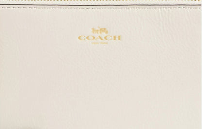 NWT Coach Patent Leather Corner Zip Wristlet In Gold/Pearl