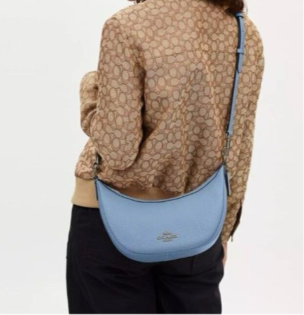 NWT Coach Aria Shoulder Leather Crossbody Bag In Light Blue