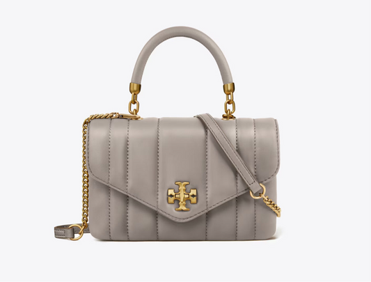 Tory Burch Mini Kira Top Handle Satchel Bag in Leather With Dust Bag With Original Dust Bag Purple