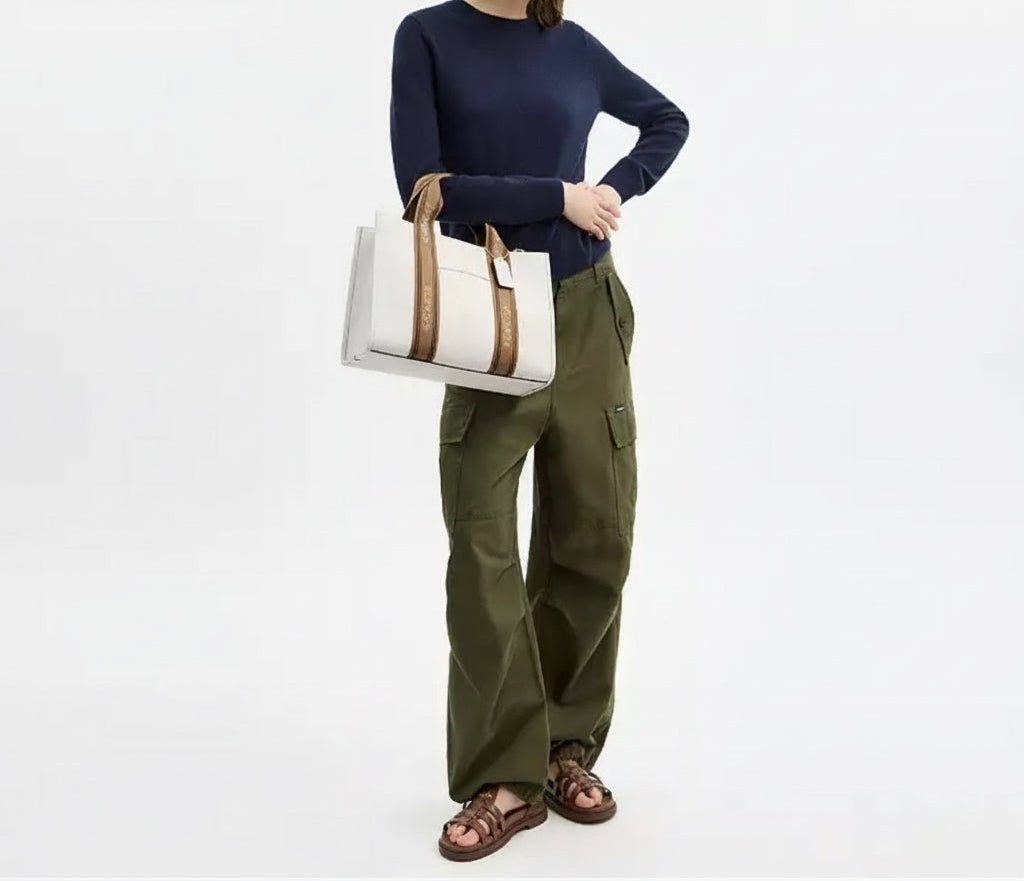 NWT Coach Smith Tote Leather Bag In Gold/Chalk