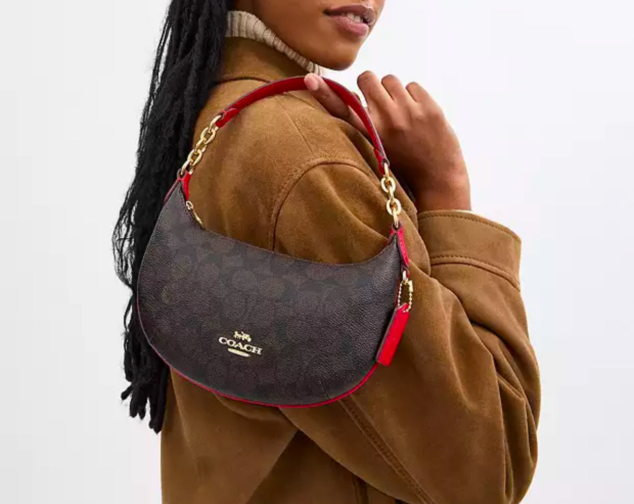 Coach Mini Payton Hobo Bag With Signature Canvas & Leather