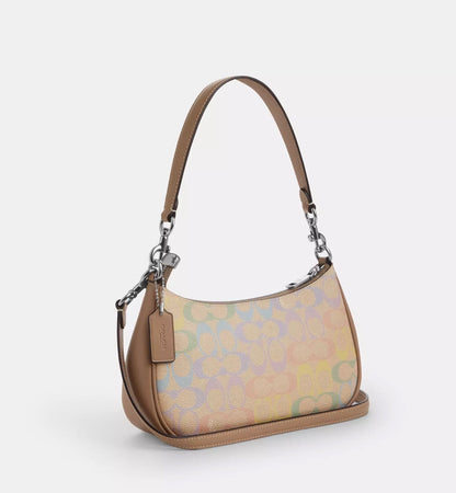 NWT Coach Teri Shoulder Bag In Rainbow Signature Canvas