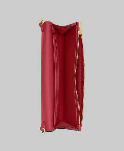 NWT Coach Leather Klare Wallet With Chain In Red