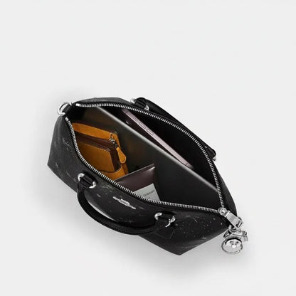 NWT Coach Sadie Satchel Bag In Black With Star Print