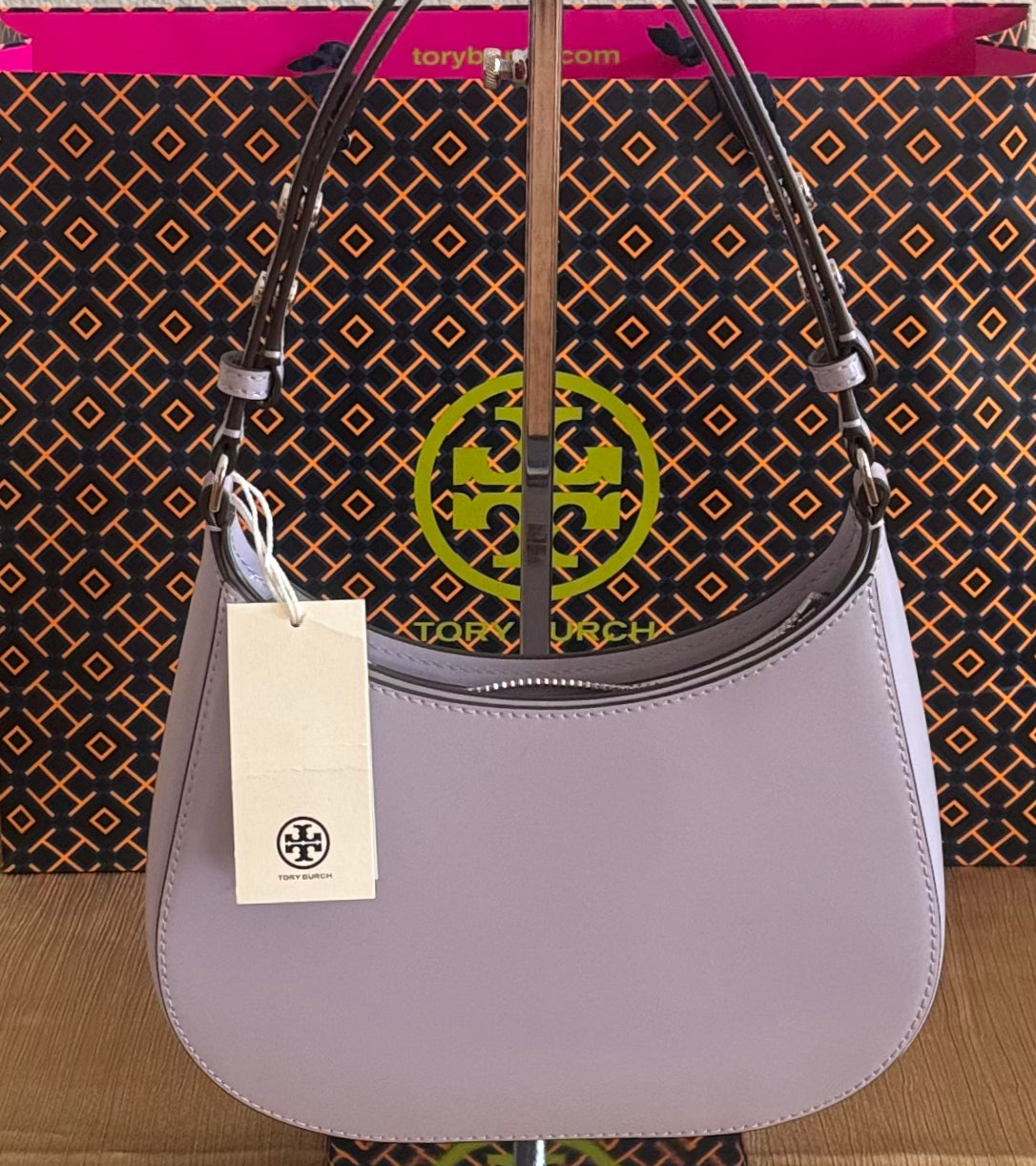 NWT Tory Burch Emerson Patent Leather Shoulder Bag in Light Violet