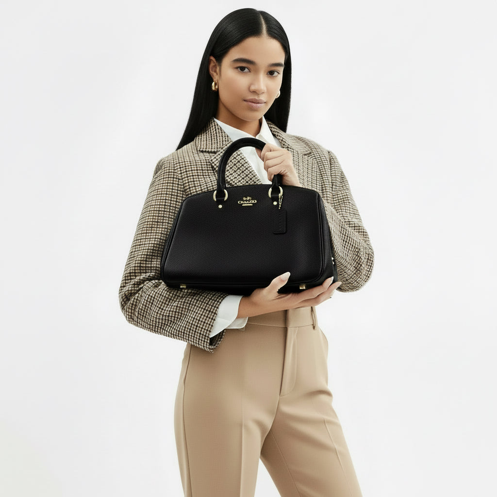 NWT Coach Savannah Carryall Leather Bag In Black