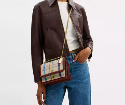 NWT Coach Klare Crossbody Bag With Plaid Print In Jacquard & Leather