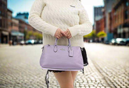NWT Coach Leather Georgia Sachel Convertible Bag In Silver/Lilac