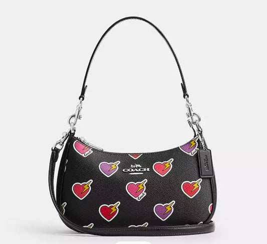 Coach Teri Shoulder Bag With Heart Bolt Print