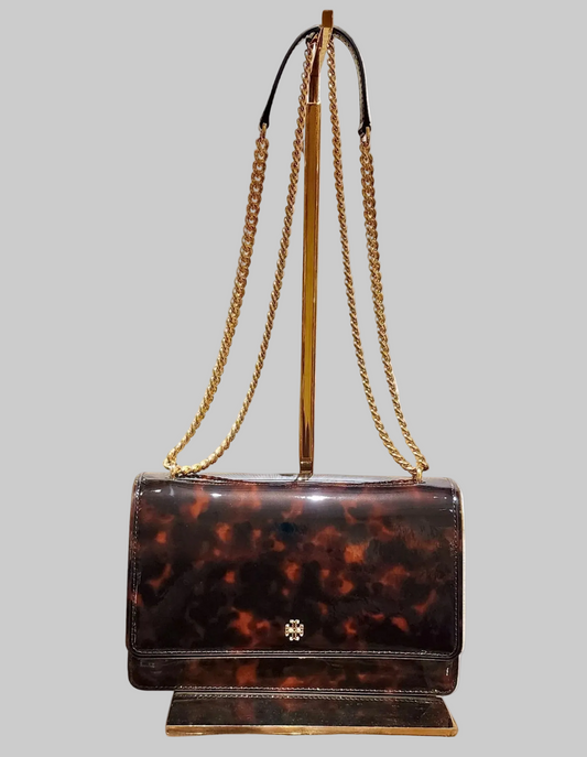 NWT Tory Burch Emerson Patent Flap Adjustable Medium Shoulder Bag