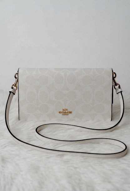 NWT Coach Anna Foldover Clutch/
Crossbody In Signature Canvas & Leather