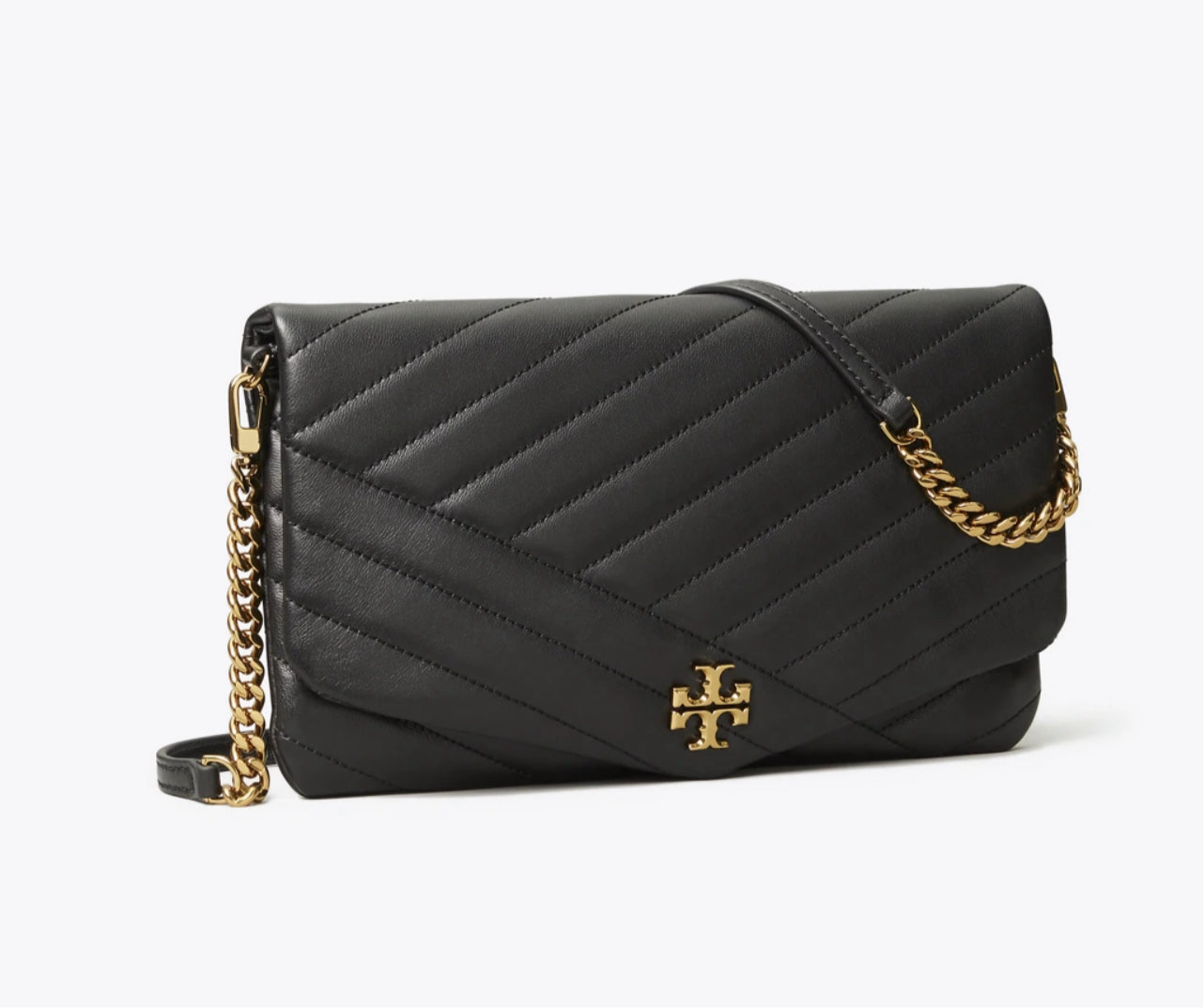NWT Tory Burch Kira Chevron Black Clutch/Shoulder Bag With Dust Bag