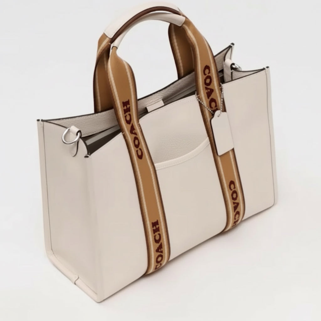 NWT Coach Smith Tote Leather Bag In Gold/Chalk