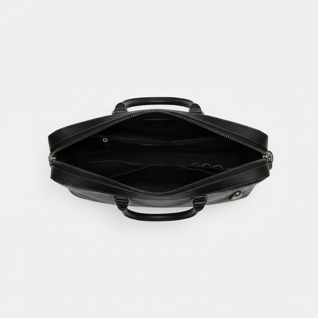 NWT Coach Ethan Slim Brief Laptop Leather Bag In Black