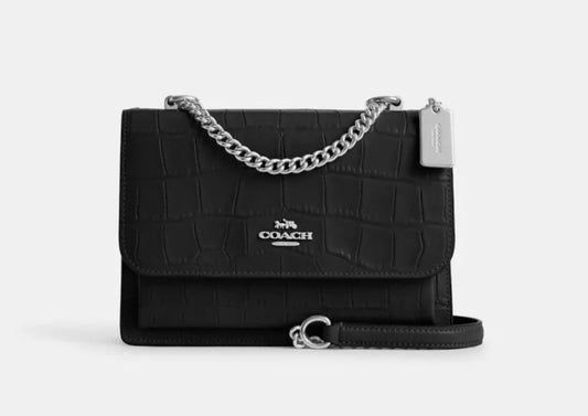 NWT Coach Klare Crossbody Croc-Embossed Leather Bag In Black